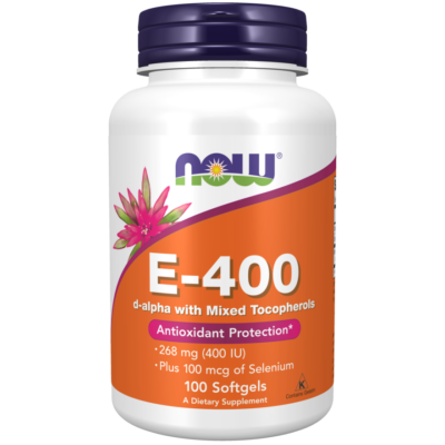 NOW Foods Vitamin E-400 d-alpha with Mixed Tocopherols (100 lágy kapszula)