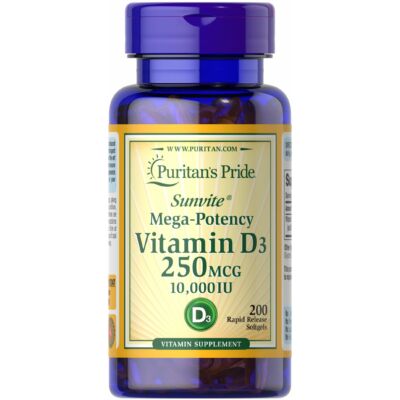 Puritan's Pride Vitamin D-3 10.000IU (100 lágy kapszula)