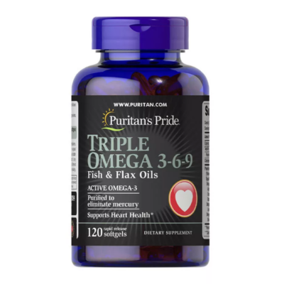 Puritan's Pride Triple Omega 3-6-9 Fish & Flax Oils (120 lágy kapszula)