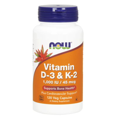 NOW Foods Vitamin D-3 & K-2 (120 kapszula)